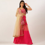 Pink Sequinned Ready to Wear Lehenga Blouse With Dupatta Potli Bag